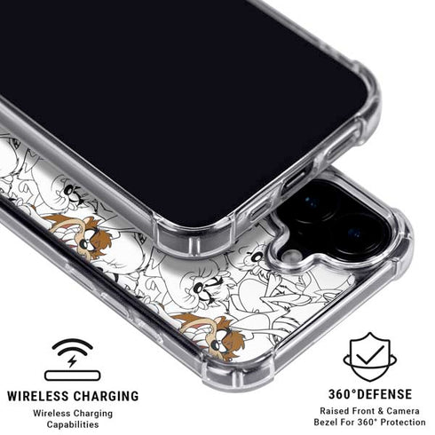Looney Tunes Tasmanian Devil Super Sized Pattern iPhone 17 Clear Case