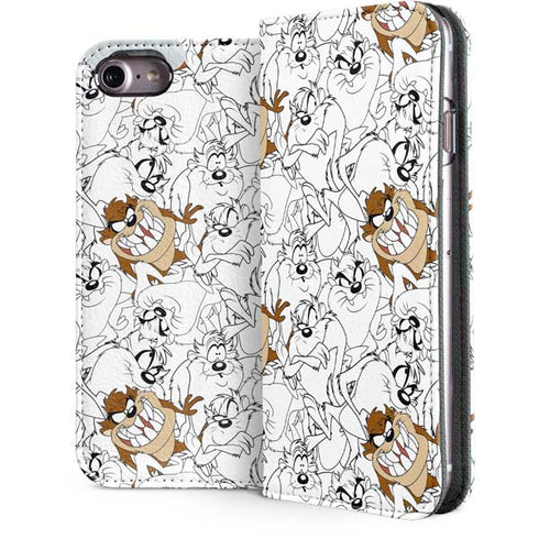Looney Tunes Tasmanian Devil Super Sized Pattern iPhone 7 Folio Case