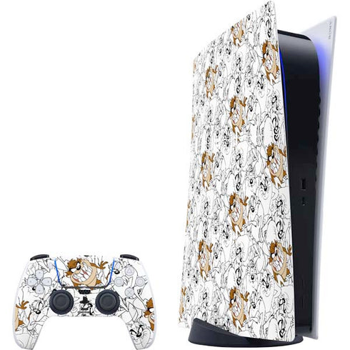Looney Tunes Tasmanian Devil Super Sized Pattern PlayStation PS5 Skins