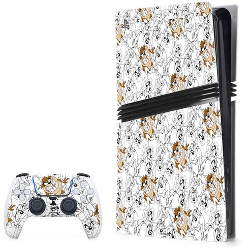 Looney Tunes Tasmanian Devil Super Sized Pattern PS5 Pro Bundle Skin