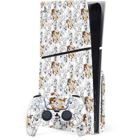 Looney Tunes Tasmanian Devil Super Sized Pattern PlayStation PS5 Skins