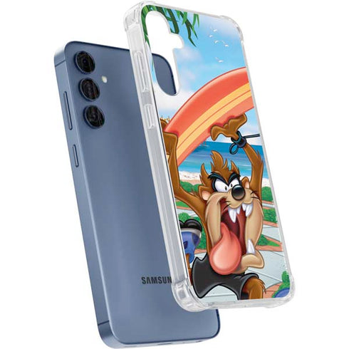 Looney Tunes Tasmanian Devil Surfboard Galaxy A55 5G Clear Case