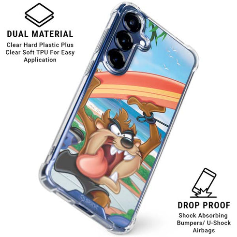Looney Tunes Tasmanian Devil Surfboard Galaxy S25 Clear Case
