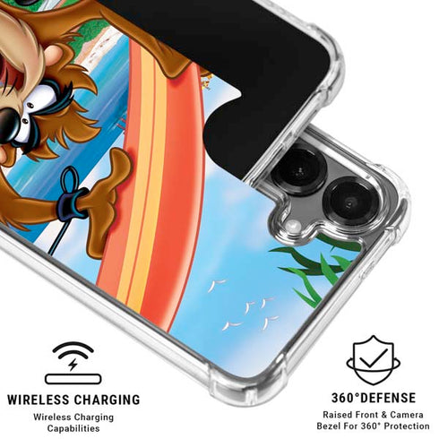 Looney Tunes Tasmanian Devil Surfboard Galaxy S26 Plus Clear Case
