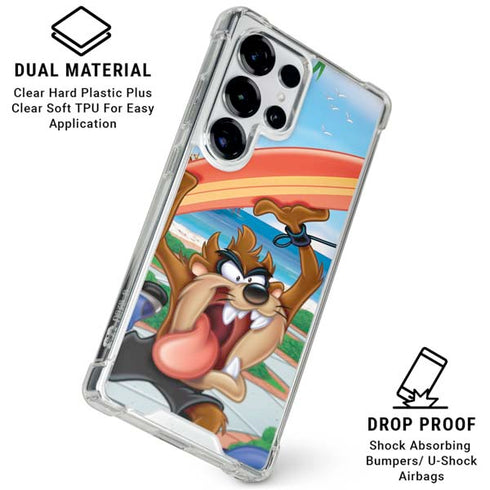 Looney Tunes Tasmanian Devil Surfboard Galaxy S26 Ultra Clear Case