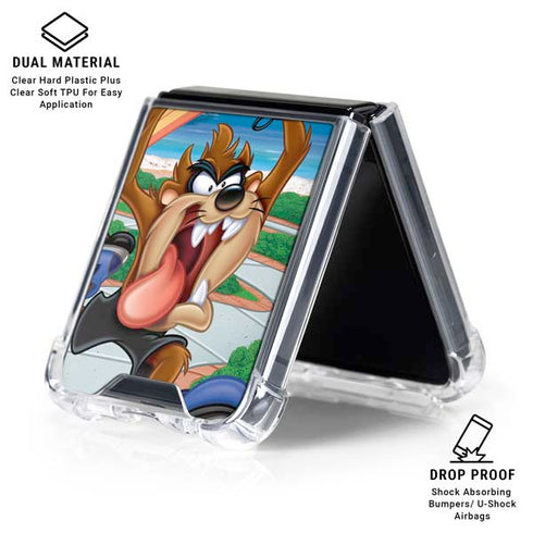 Looney Tunes Tasmanian Devil Surfboard Galaxy Z Flip6 Clear Case