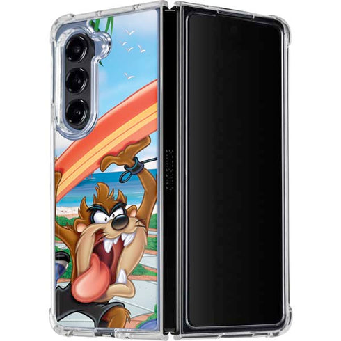 Looney Tunes Tasmanian Devil Surfboard Galaxy Z Fold5 5G Clear Case