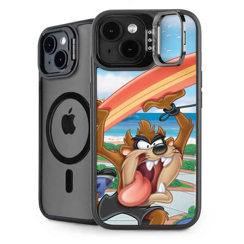 Looney Tunes Tasmanian Devil Surfboard iPhone 14 Kickstand Case