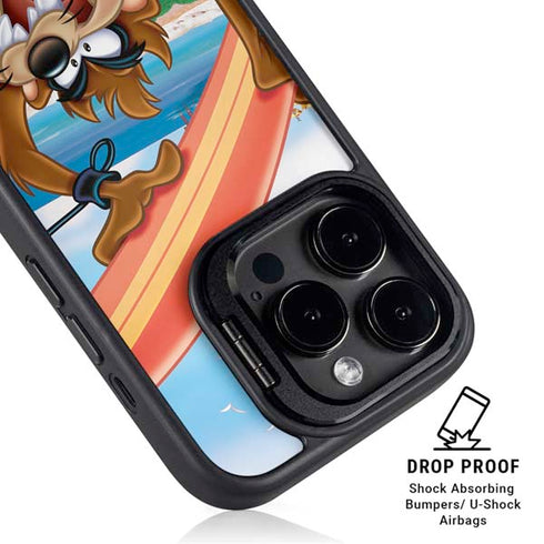 Looney Tunes Tasmanian Devil Surfboard iPhone 14 Pro Max Kickstand Case