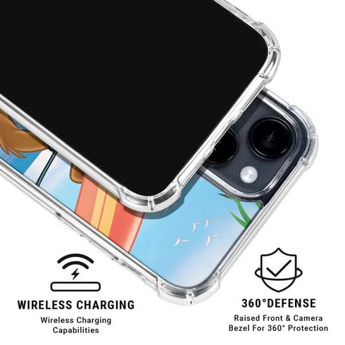 Looney Tunes Tasmanian Devil Surfboard iPhone 15 Clear Case