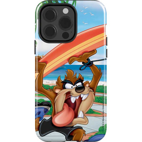 Looney Tunes Tasmanian Devil Surfboard iPhone 15 Pro Impact Case