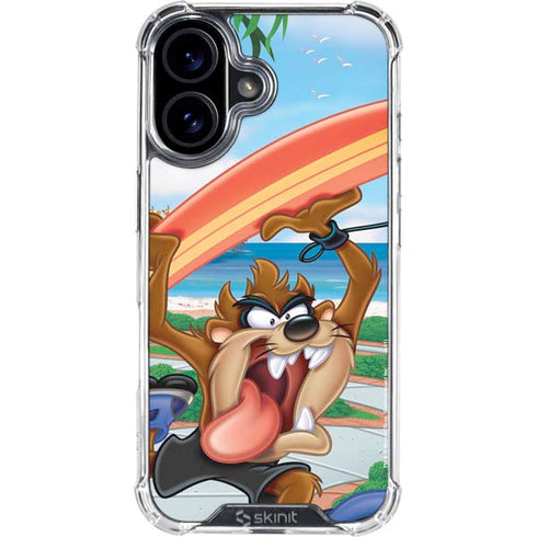 Looney Tunes Tasmanian Devil Surfboard iPhone 16 Clear Case