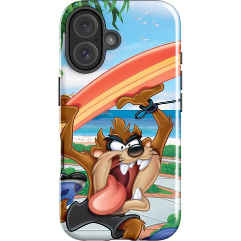 Looney Tunes Tasmanian Devil Surfboard iPhone 16 Impact Case