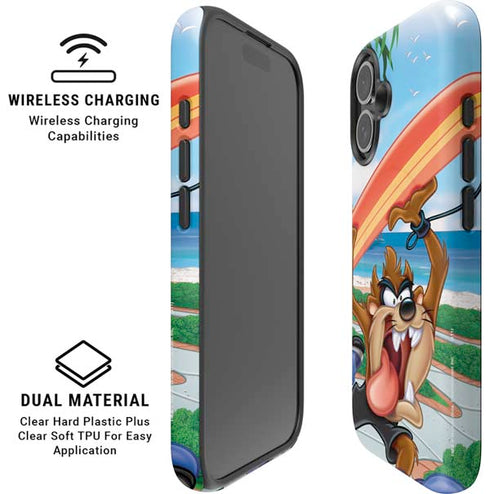 Looney Tunes Tasmanian Devil Surfboard iPhone 16 Magsafe Impact Case