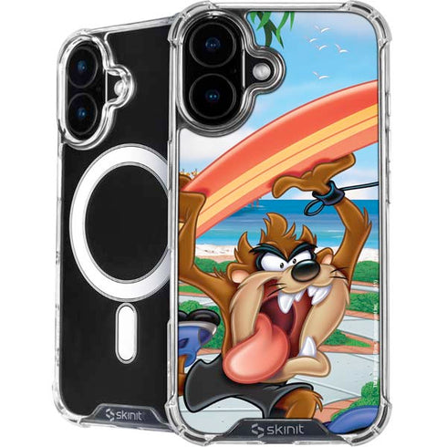 Looney Tunes Tasmanian Devil Surfboard iPhone 16 Plus MagSafe Case