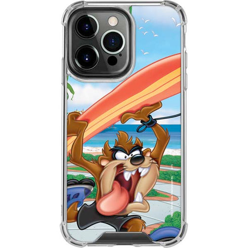 Looney Tunes Tasmanian Devil Surfboard iPhone 16 Pro Clear Case