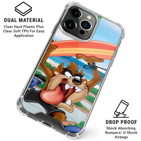 Looney Tunes Tasmanian Devil Surfboard iPhone 16 Pro Clear Case