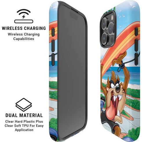 Looney Tunes Tasmanian Devil Surfboard iPhone 16 Pro Max Magsafe Impact Case