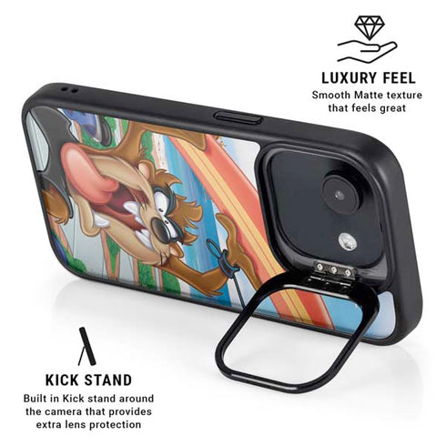 Looney Tunes Tasmanian Devil Surfboard iPhone 16e Kickstand Case