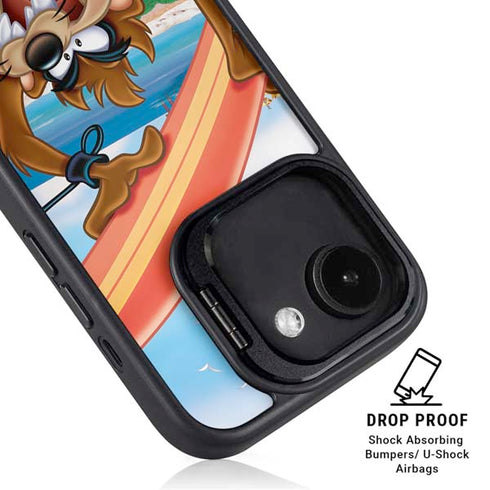 Looney Tunes Tasmanian Devil Surfboard iPhone 16e Kickstand Case