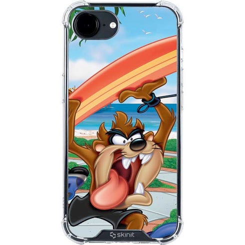 Looney Tunes Tasmanian Devil Surfboard iPhone 16e Clear Case