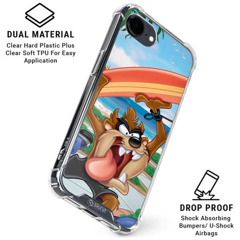 Looney Tunes Tasmanian Devil Surfboard iPhone 16e Clear Case