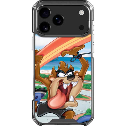 Looney Tunes Tasmanian Devil Surfboard iPhone 18 Pro Max Clear Case