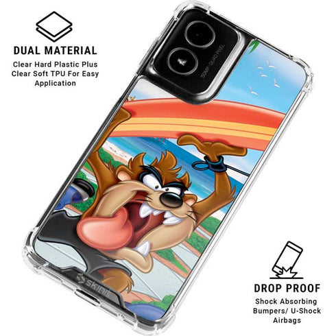 Looney Tunes Tasmanian Devil Surfboard Moto G Power 5G (2024) Clear Case