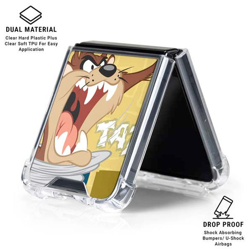 Looney Tunes Tasmanian Devil Swirl Cream Galaxy Z Flip6 Clear Case