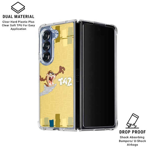 Looney Tunes Tasmanian Devil Swirl Cream Galaxy Z Fold6 Clear Case