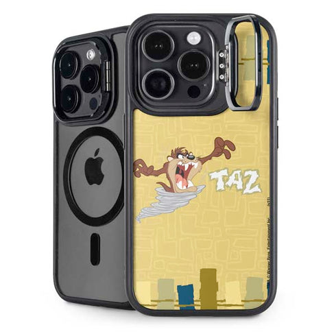 Looney Tunes Tasmanian Devil Swirl Cream iPhone 14 Pro Kickstand Case