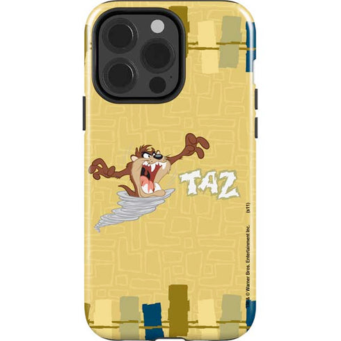Looney Tunes Tasmanian Devil Swirl Cream iPhone 15 Pro Impact Case