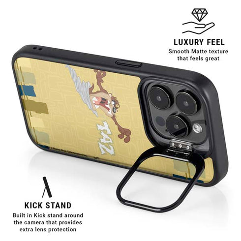 Looney Tunes Tasmanian Devil Swirl Cream iPhone 15 Pro Max Kickstand Case