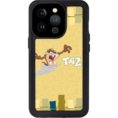 Looney Tunes Tasmanian Devil Swirl Cream iPhone 15 Pro Waterproof Case
