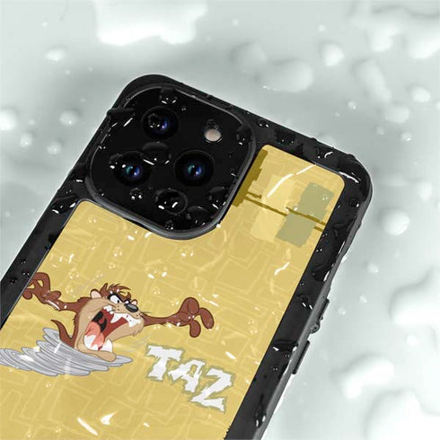 Looney Tunes Tasmanian Devil Swirl Cream iPhone 15 Pro Waterproof Case
