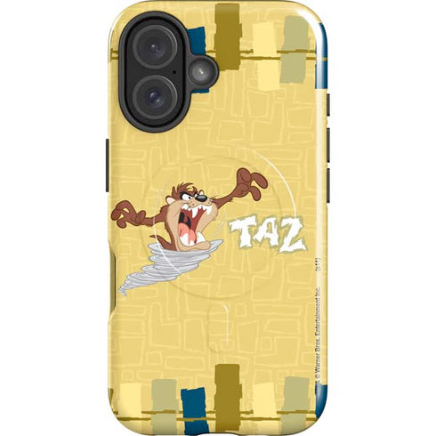 Looney Tunes Tasmanian Devil Swirl Cream iPhone 16 Magsafe Impact Case