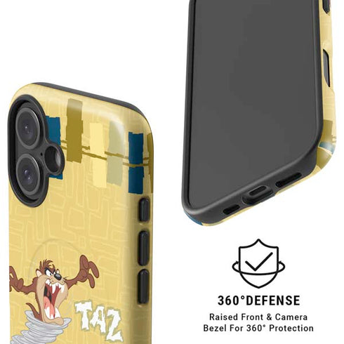 Looney Tunes Tasmanian Devil Swirl Cream iPhone 16 Magsafe Impact Case