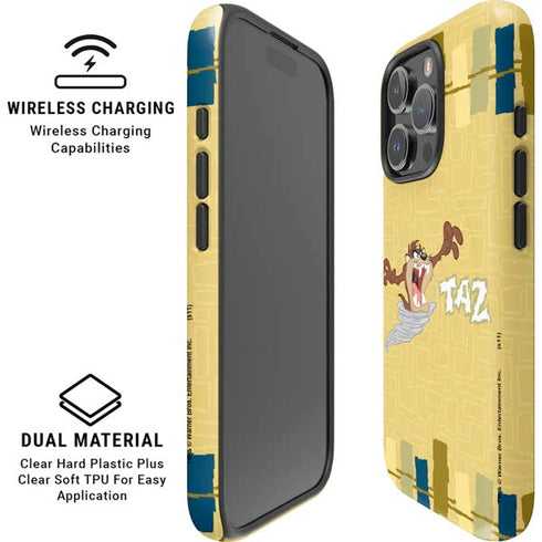 Looney Tunes Tasmanian Devil Swirl Cream iPhone 16 Pro Magsafe Impact Case