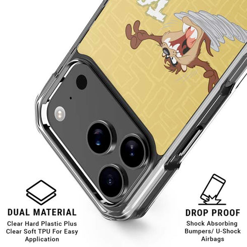 Looney Tunes Tasmanian Devil Swirl Cream iPhone 18 Pro Clear Case