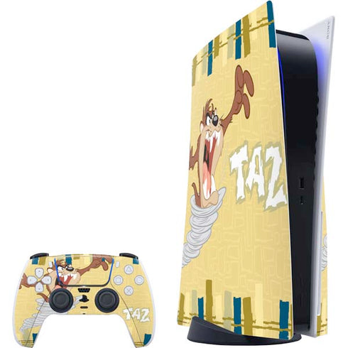Looney Tunes Tasmanian Devil Swirl Cream PlayStation PS5 Skins