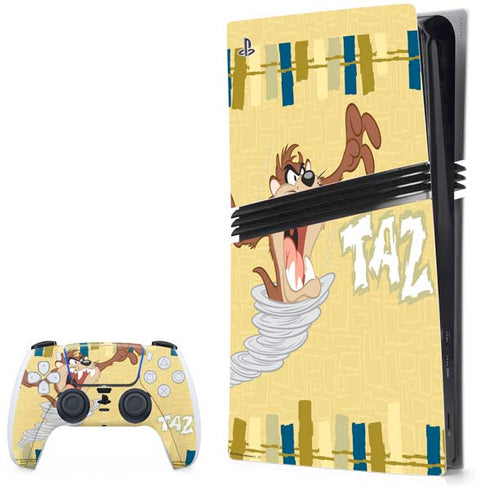 Looney Tunes Tasmanian Devil Swirl Cream PS5 Pro Bundle Skin