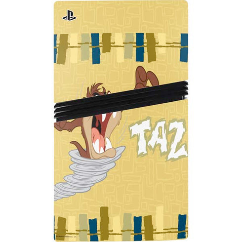 Looney Tunes Tasmanian Devil Swirl Cream PS5 Pro Disk Console Skin