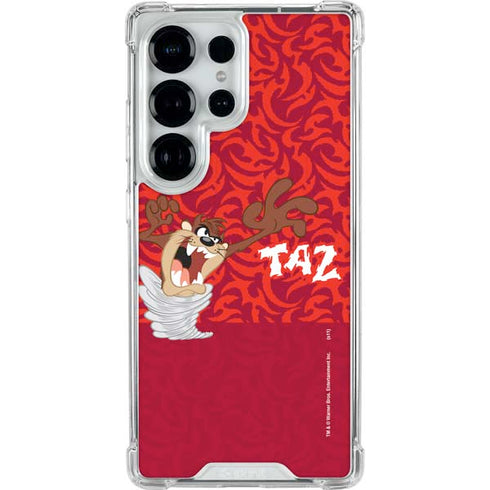 Looney Tunes Tasmanian Devil Swirl Galaxy S25 Ultra Clear Case