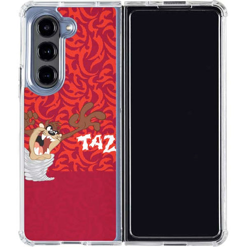 Looney Tunes Tasmanian Devil Swirl Galaxy Z Fold5 5G Clear Case