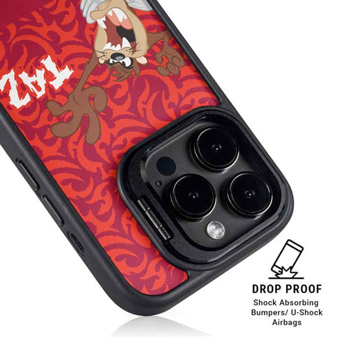 Looney Tunes Tasmanian Devil Swirl iPhone 14 Pro Kickstand Case