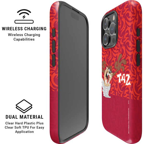 Looney Tunes Tasmanian Devil Swirl iPhone 16 Pro Magsafe Impact Case