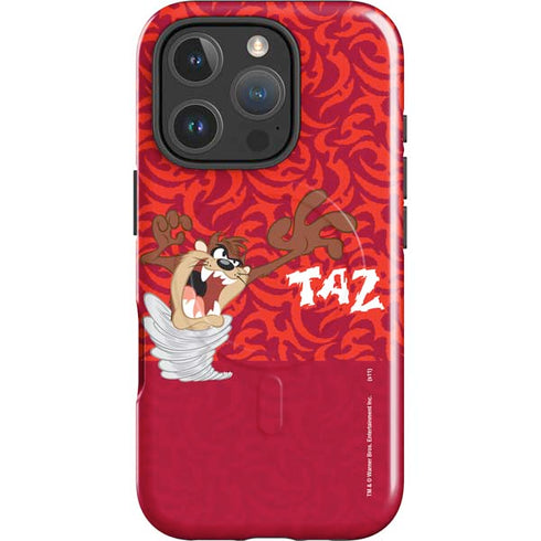 Looney Tunes Tasmanian Devil Swirl iPhone 16 Pro Max Magsafe Impact Case