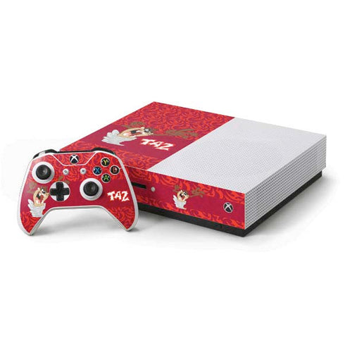 Looney Tunes Tasmanian Devil Swirl Xbox One S Console and Controller Bundle Skin