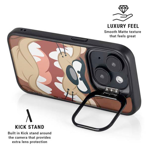 Looney Tunes Tasmanian Devil Up Close iPhone 15 Plus Kickstand Case