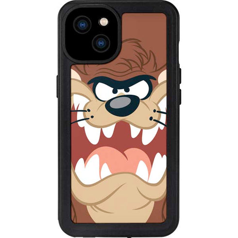 Looney Tunes Tasmanian Devil Up Close iPhone 15 Plus Waterproof Case
